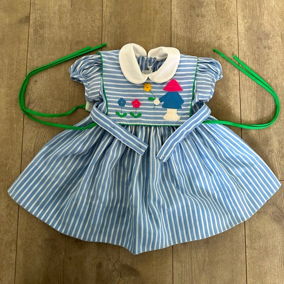 Vintage 24M Girl Striped Tie Front Dress Lord & Taylor Jayne Copeland - Picture 3 of 16